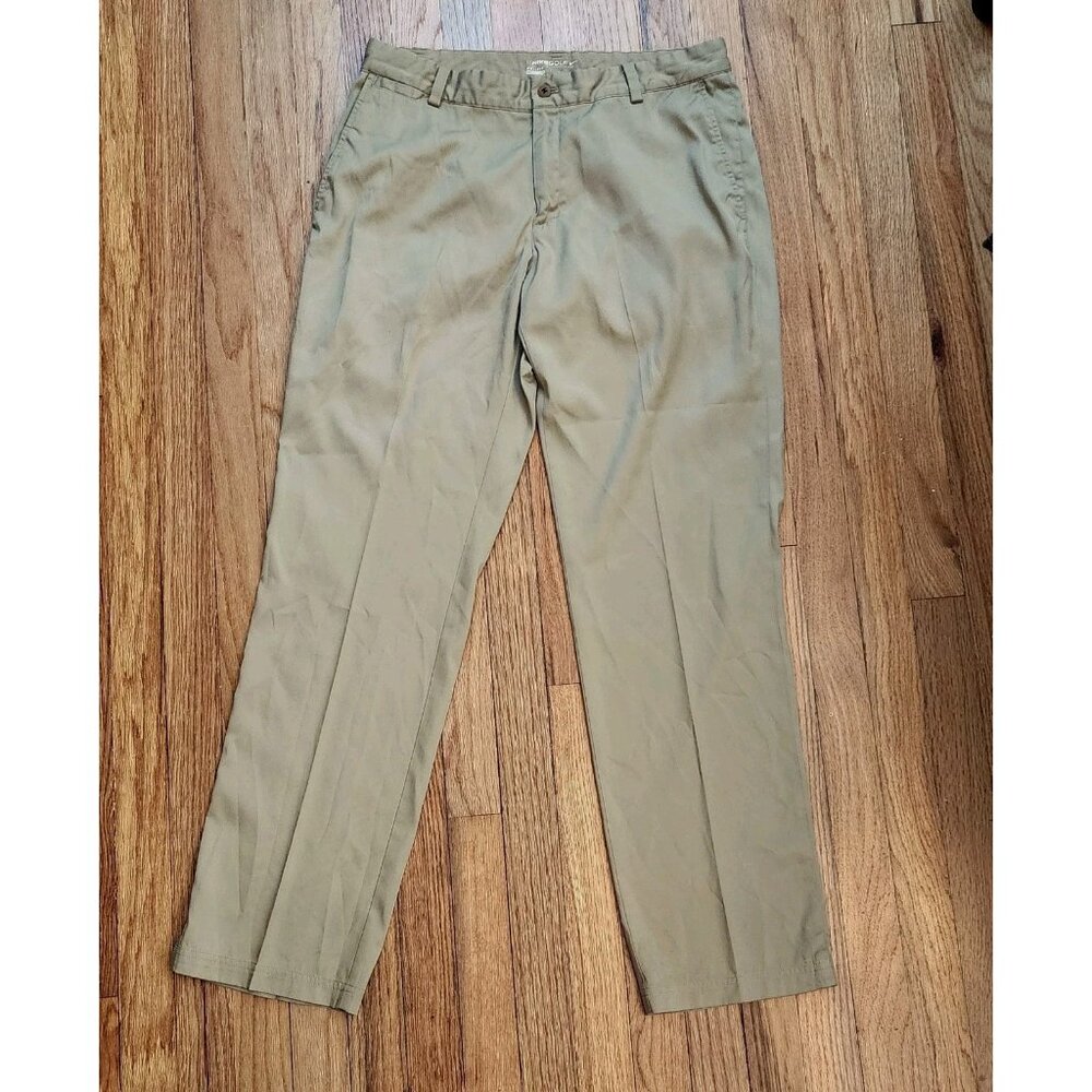 Nike Dri-FIT Golf Pants 33x32 Tan Khaki Straight Leg Flat Front Athletic Pockets